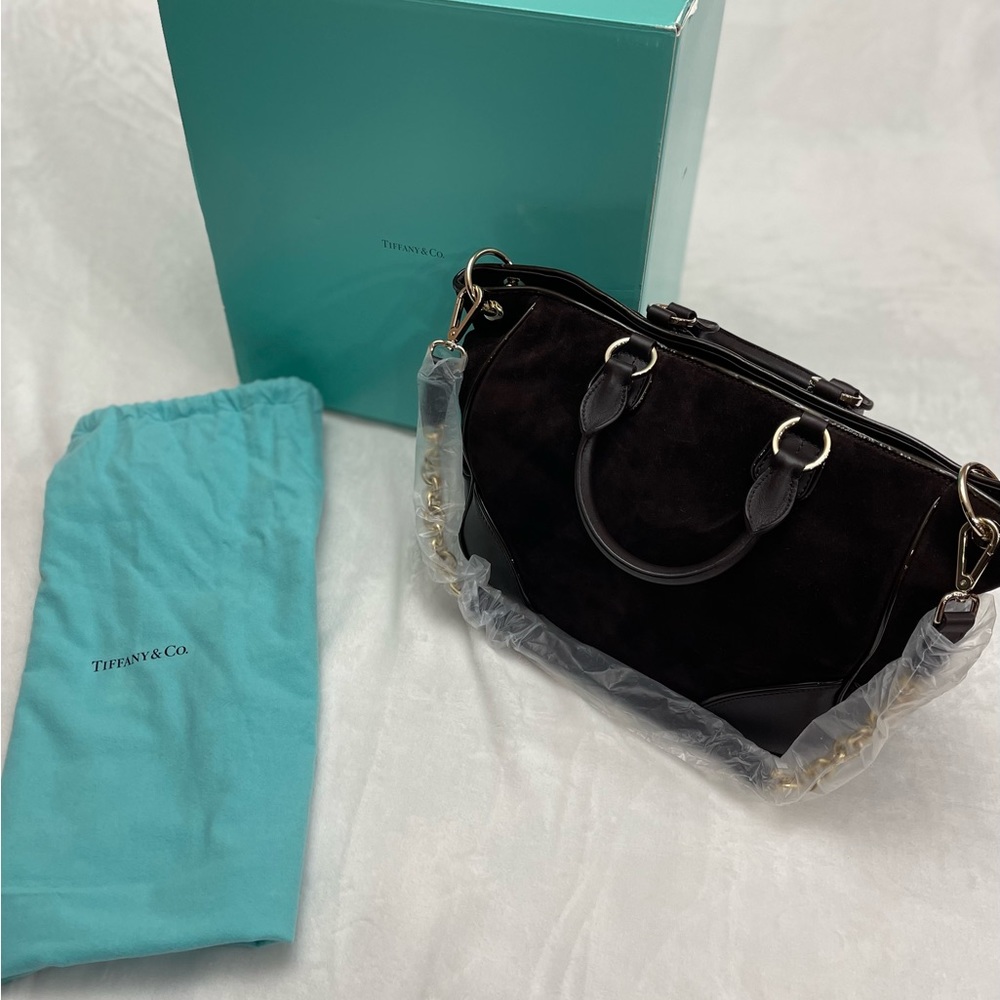 NEW Never Used - Tiffany & Co Italian Leather & Suede “Amelia” Espresso Zip Tote